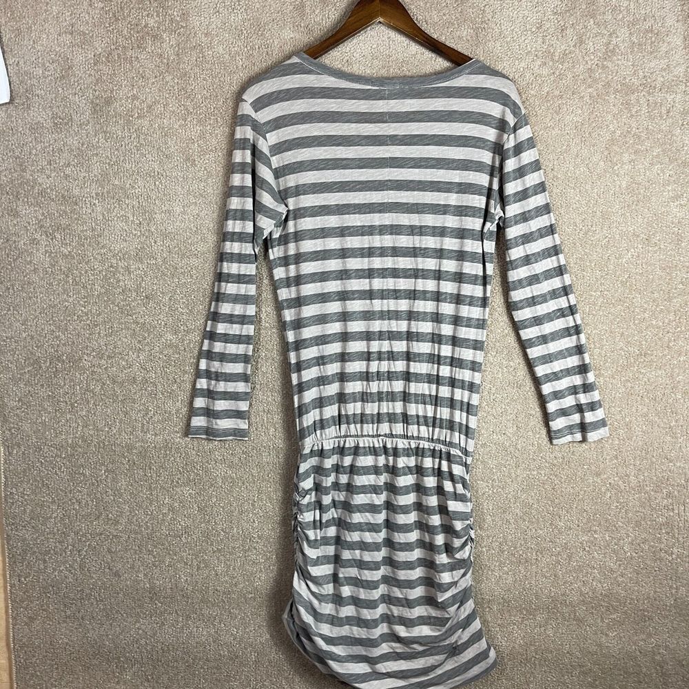 Sundry Sheath Dress Womens Size 3 L Gray Striped Long Sleeve Stretch Side Ruched - Picture 10 of 10